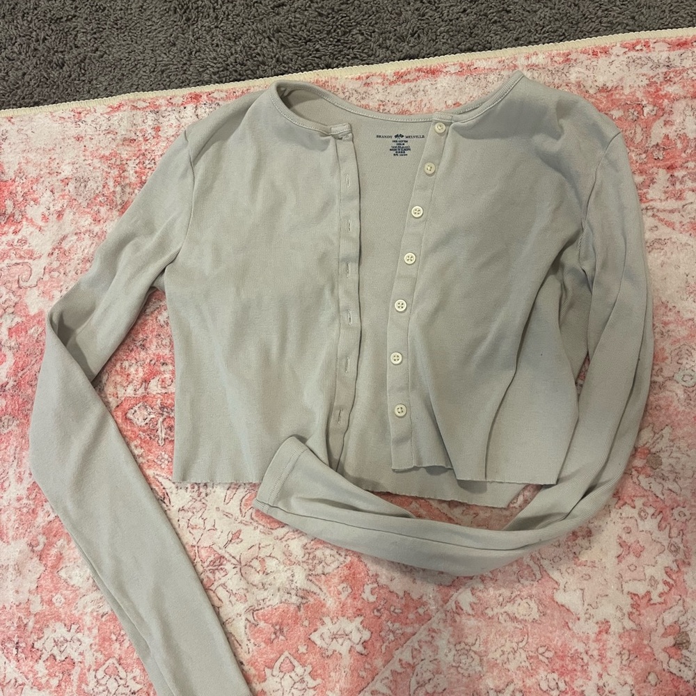 Brandy Melville grey cropped button sweater